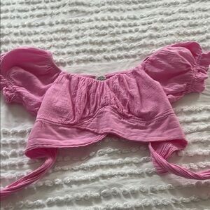 Pink Off-Shoulder Crop Top (runs small)